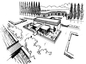 Pavilhão do Brasil na Bienal de Veneza, Giardine, Veneza, Itália, 1963-1965. Arquitetos Henrique Mindlin e Giancarlo Palanti. <br />Foto Abilio Guerra  [Yves Bruand, p. 259]
