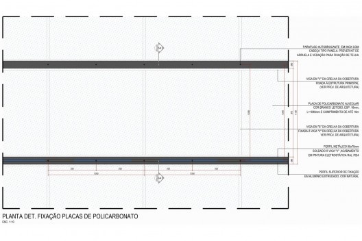 Arena da Juventude, detalhe da fixação da cobertura em policarbonato, Parque Olímpico de Deodoro, Rio de Janeiro, RJ, Escritório Vigliecca & Associados<br />Imagem divulgação