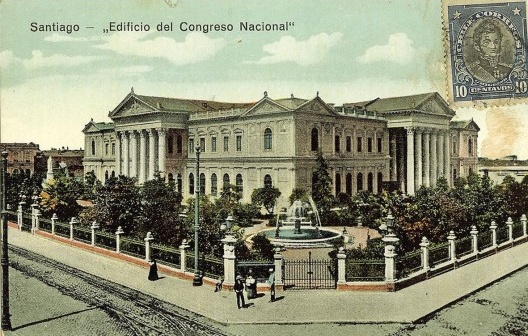 Edifício do Congresso Nacional, Santiago do Chile<br />Cartão postal  [Belle Époque dos Jardins]