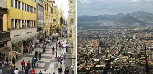 À esquerda, Lima; à direita, Cidade do México<br />Fotos Juan Carlos Dextre e Benedikt Fahlbusch  [livro "Conquistar a Rua! Compartilhar sem Dividir"]