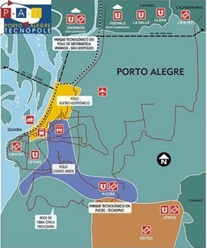 Programa Porto Alegre Tecnópole e seus Parques Tecnológicos. O pólo eletro-eletrônico corresponde ao 4º Distrito [www.tecnopole.palegre.com.br]