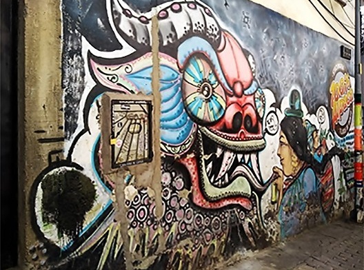 Grafite em La Paz/Bolívia, presente a figura da “cholita”<br />Foto Adriana Idalina Rojas Gutierrez 