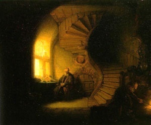 Meditação, de Rembrandt [www.colours-art-publishers.com]