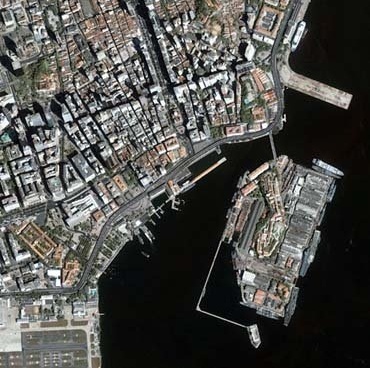 Foto aérea da Cidade do Rio de Janeiro. Centro Histórico e área portuária