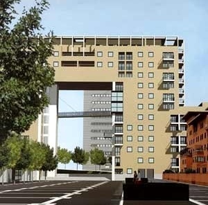 Projeto Biccoca, Espaço interno da residência Esplanada, Milão, arquiteto Vittorio Gregotti [Gregotti e Associados]