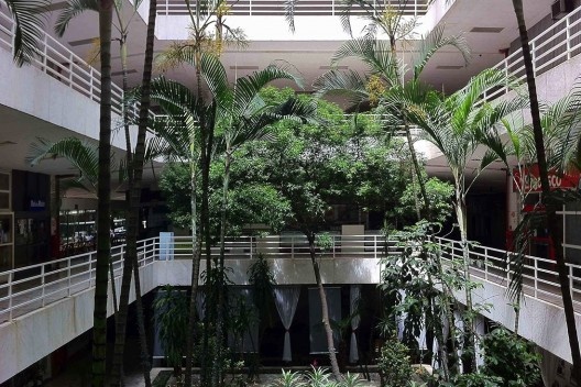 Galeria Metrópole, jardim em pátio interno, São Paulo, 1960. Arquitetos Salvador Candia e Giancarlo Gasperini<br />Foto Abilio Guerra 