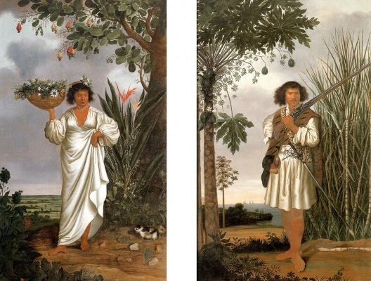 À esquerda, Mulher Mameluca, 1641, 271 x 170 cm; à direita, Homem Mestiço (ou Mulato), s.d., 274 x 170 cm<br />Imagem divulgação 