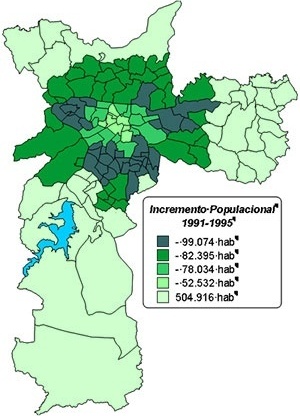 Incremento Populacional por anéis – Município de São Paulo [IBGE]
