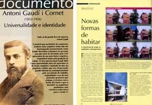Revista AU: à esquerda, Documento: Antoni Gaudí, 2002; à direita, Novas formas de habitar, 2002