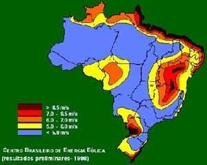Diferenciação dos tipos de ventos em todo o Brasil