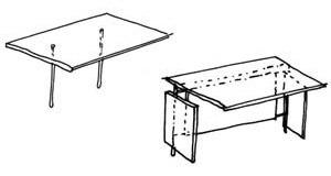 Figura 1 – à esquerda, desenho esquemático do Tipo-Cobertura; á direita, desenho esquemático do Tipo-Abrigo<br />Desenho do autor 