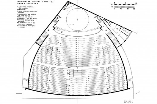 Teatro Cultura Artística, planta piso superior, São Paulo, 1949. Arquiteto Rino Levi [Acervo Digital Rino Levi]