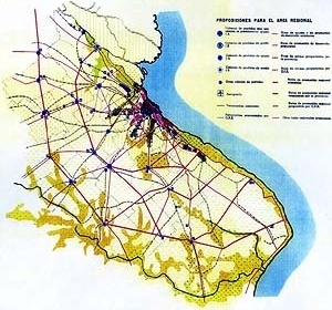 Plano Diretor para a cidade de Buenos Aires e diretrizes generais para a área metropolitana e sua Região, 1958. Proposta para a Região