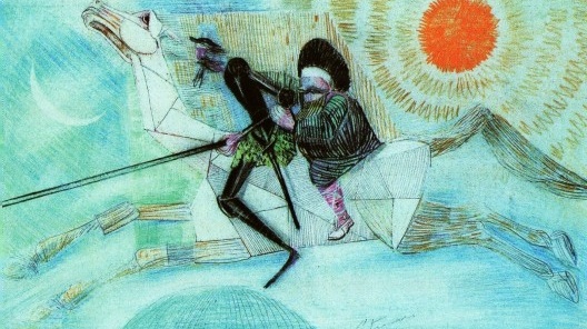 Dom Quixote, ilustração de Cândido Portinari em lápiz de cor<br />Imagem divulgação 